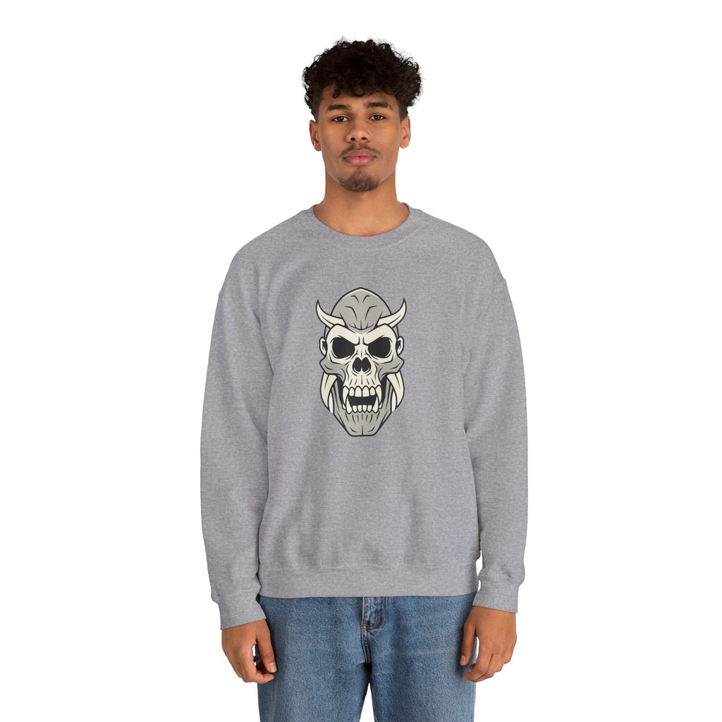 Skull Demon Crewneck Sweatshirt Gothic Horned Skull Graphic