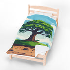 Tree of Life Velveteen Plush Blanket Cozy Illustrated Nature Throw