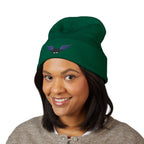 Winged Frenchie Embroidered Beanie Cute Skull Wings Cuffed Hat
