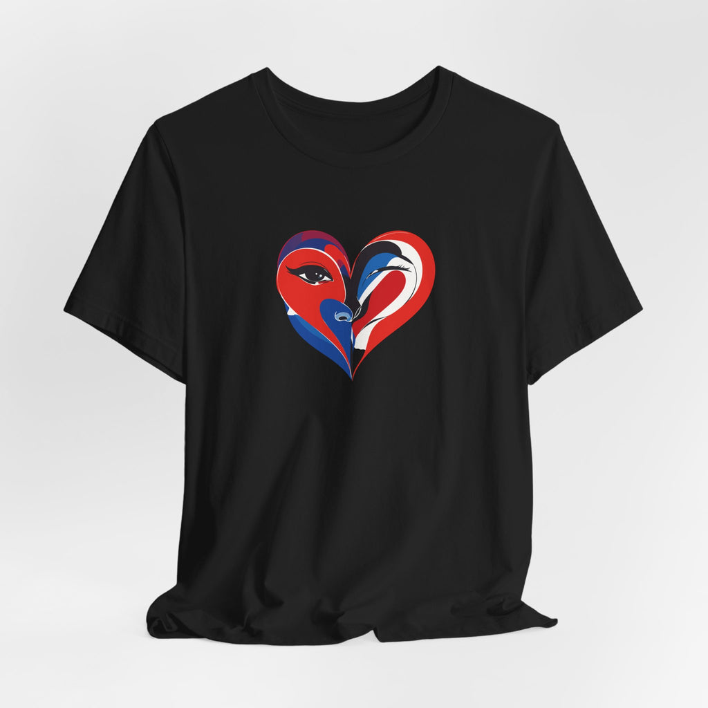 Heart Portrait Tee Romantic Face Heart Graphic T‑Shirt