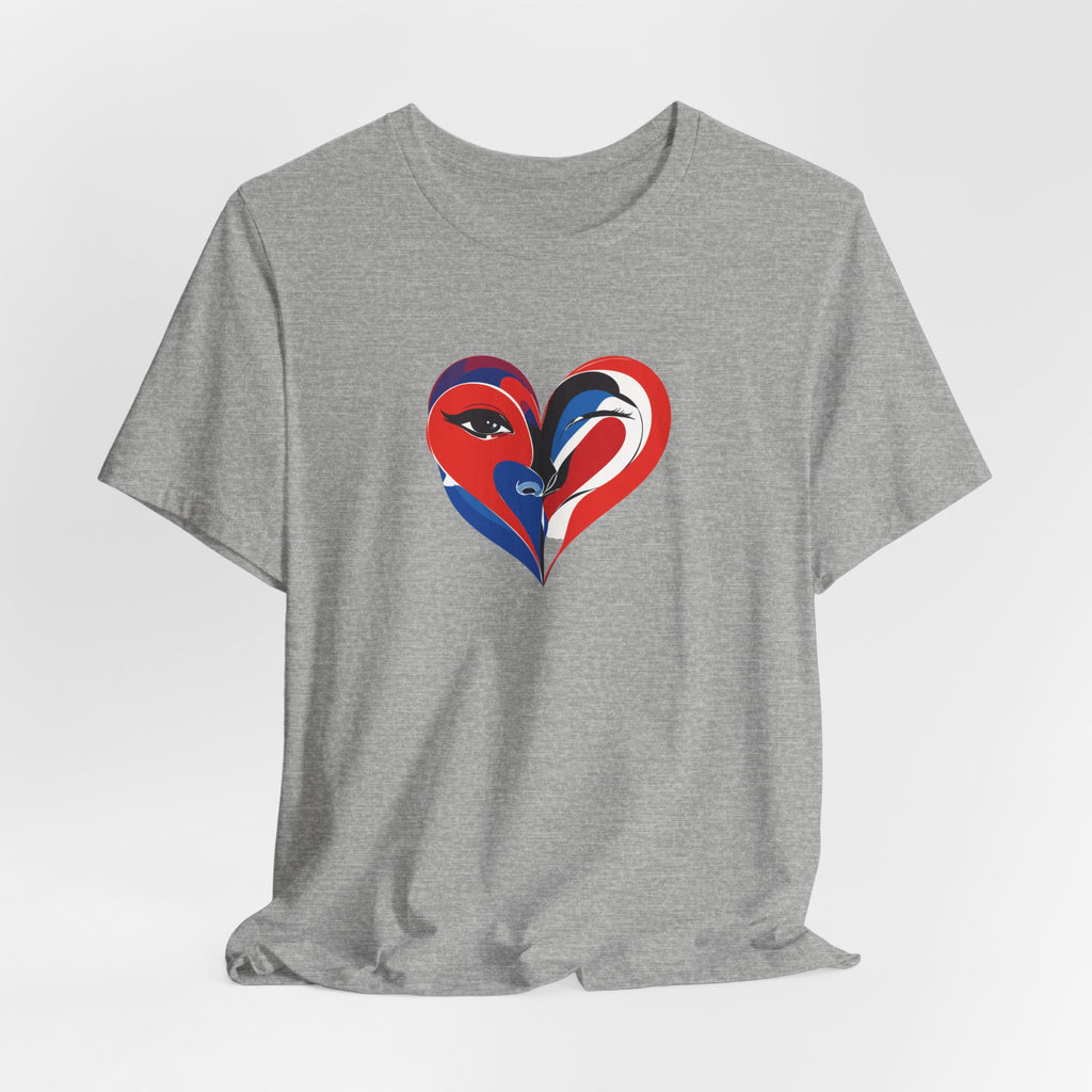 Heart Portrait Tee Romantic Face Heart Graphic T‑Shirt
