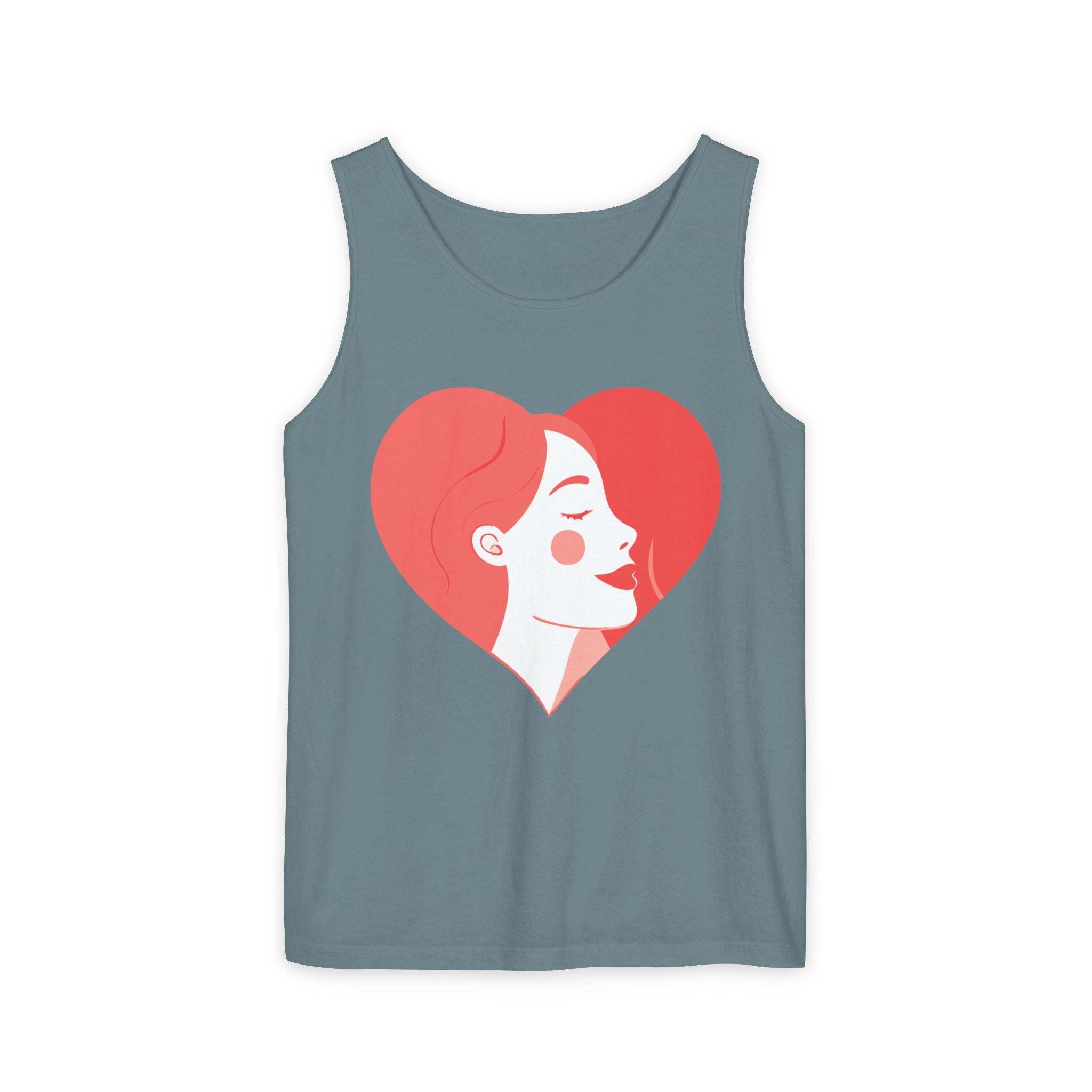Heart Profile Tank Top — Minimal Feminine Love Graphic