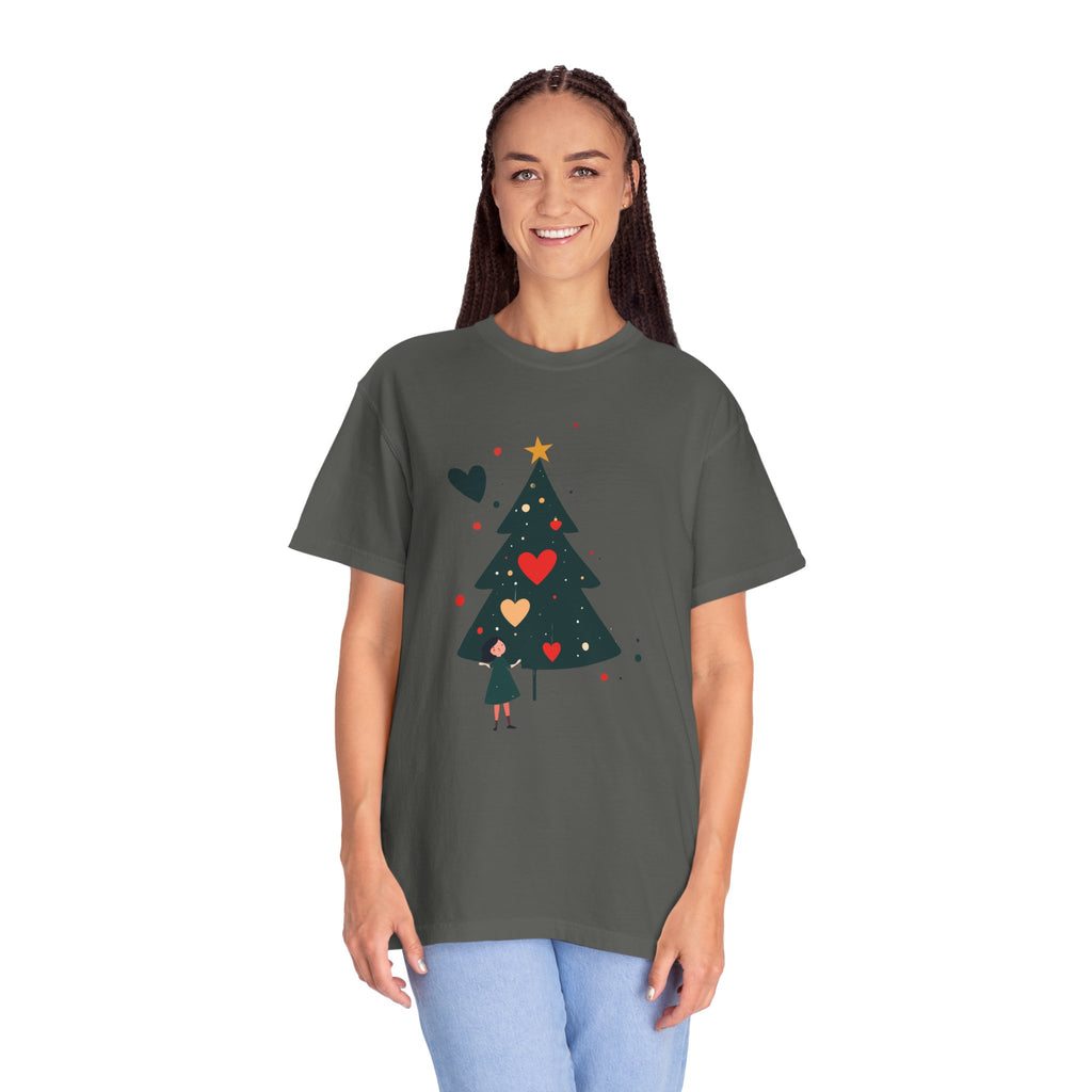 Christmas Tree Hearts T-Shirt — Cute Holiday Tree with Hearts Graphic