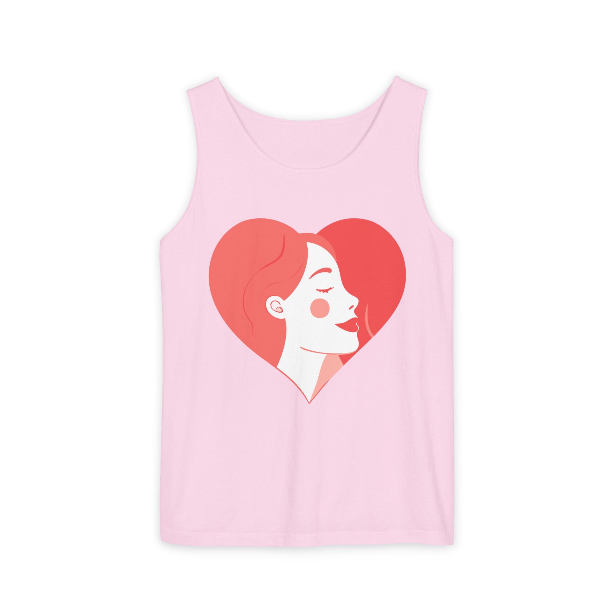 Heart Profile Tank Top — Minimal Feminine Love Graphic
