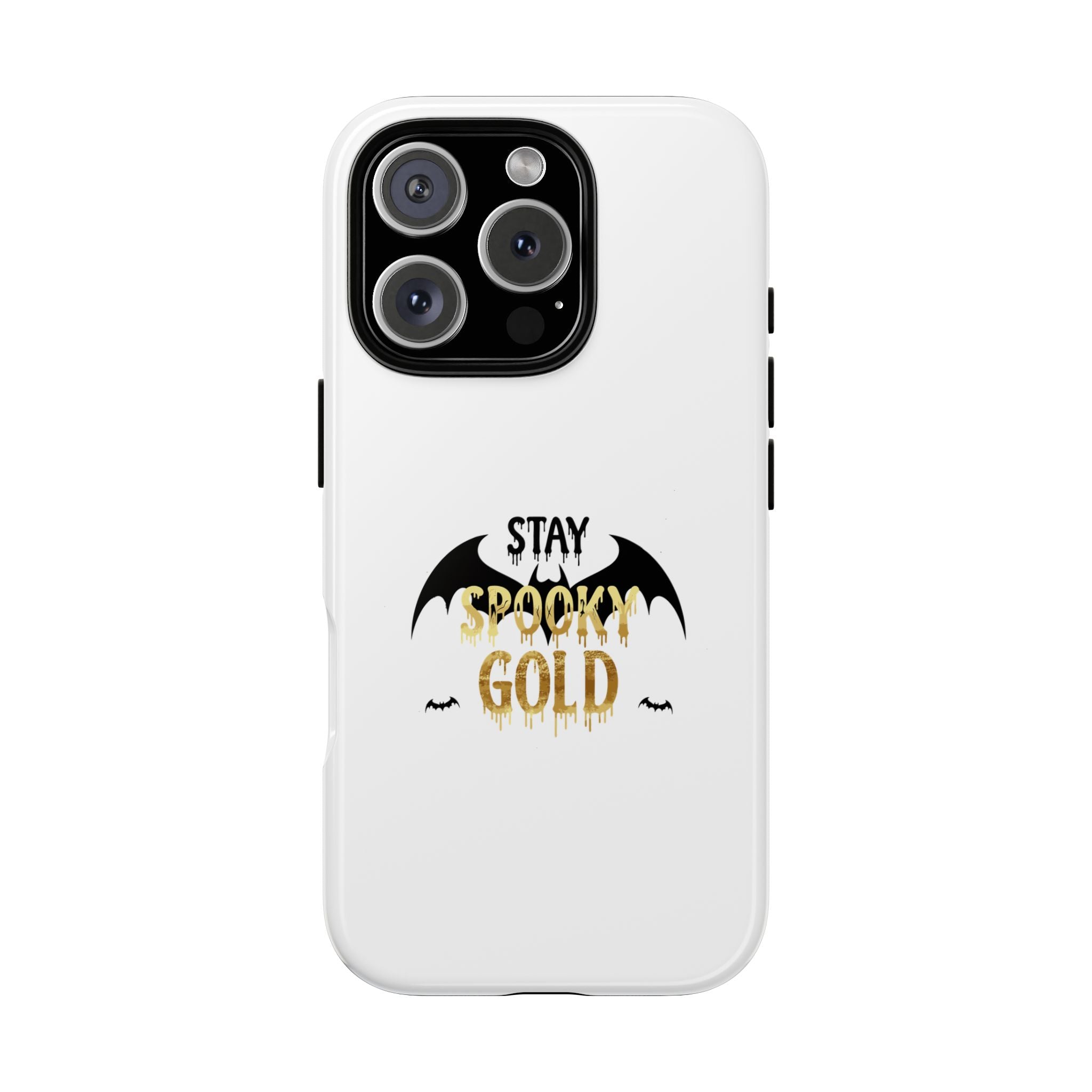 Stay Spooky Gold Phone Case Halloween Bat Design