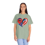 Heart Art Graphic Tee Red & Blue Woman Face Heart Design