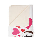 Valentine Heart Face Sherpa Blanket Cozy Fleece Throw for Gifts & Home