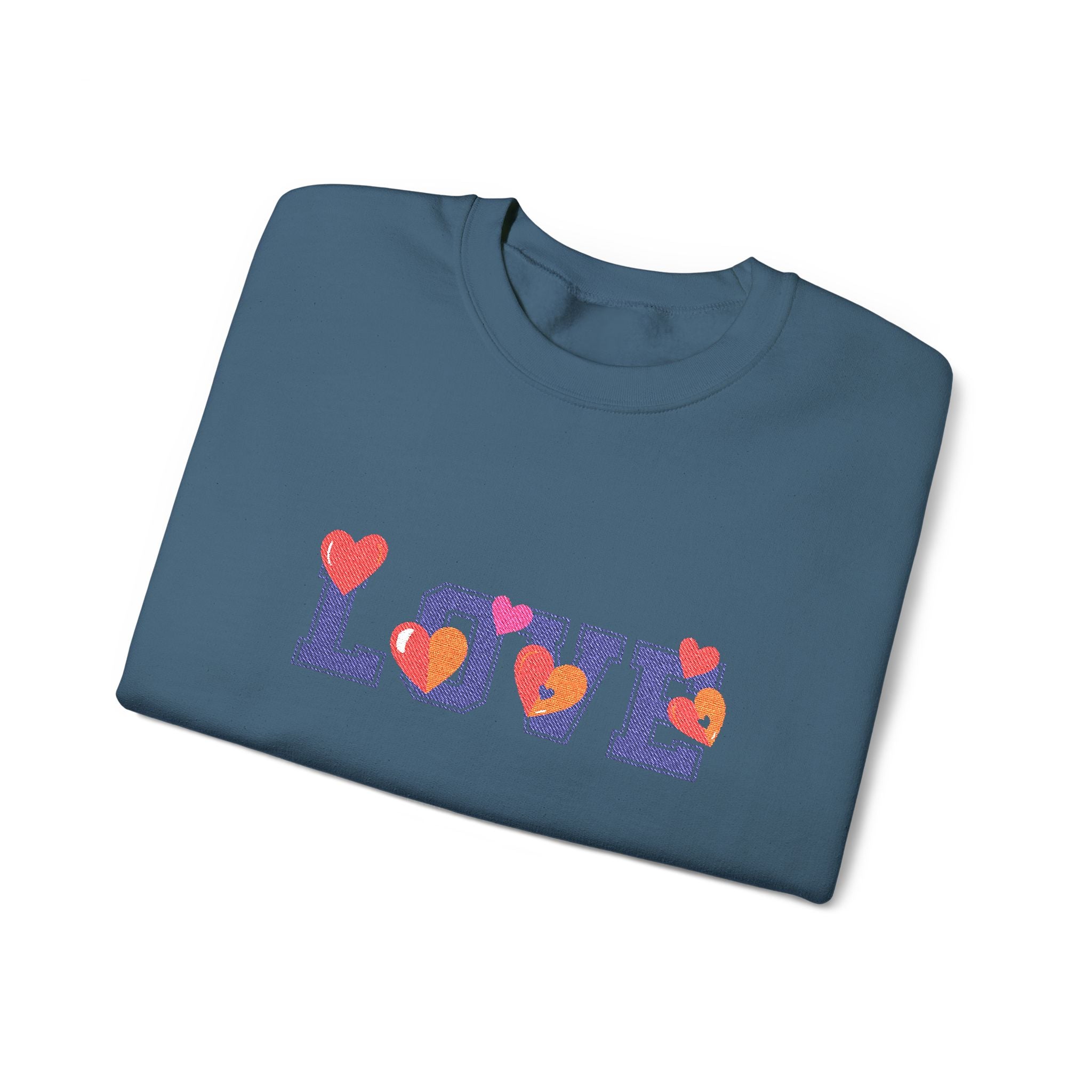 LOVE Floral Crewneck Sweatshirt Heart Pattern Cozy Pullover
