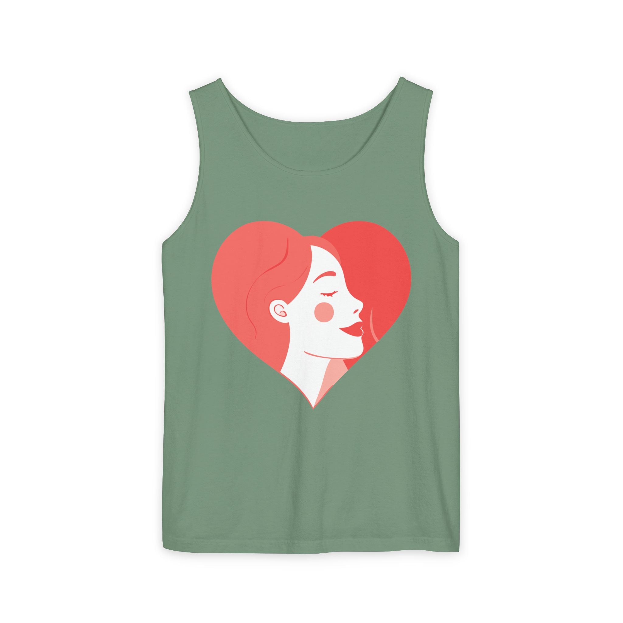 Heart Profile Tank Top — Minimal Feminine Love Graphic