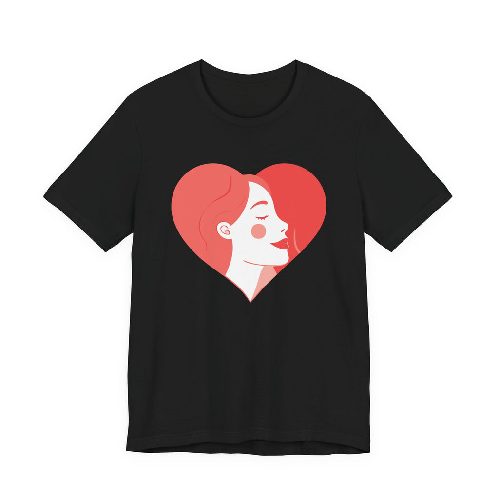 Heart Profile Tee - Minimal Romantic Woman Illustration T-Shirt