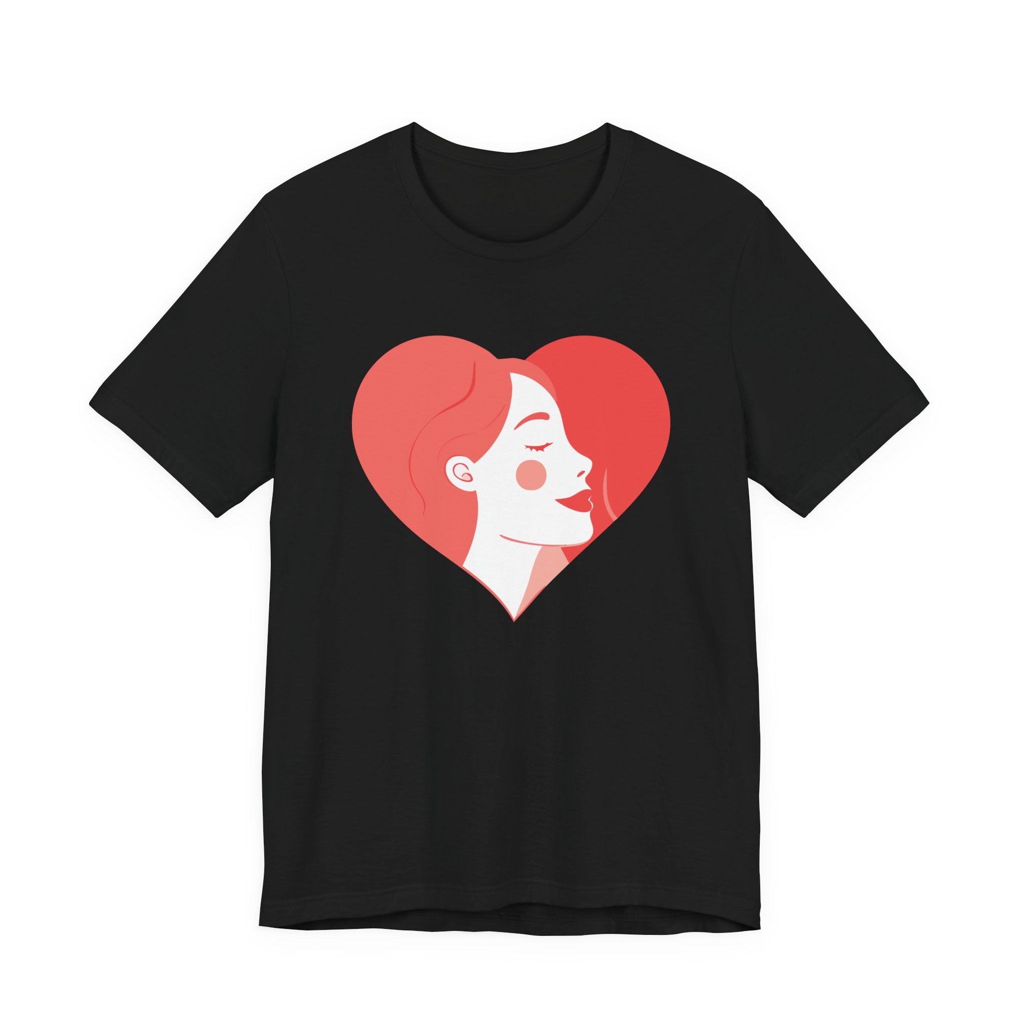 Heart Profile Tee - Minimal Romantic Woman Illustration T-Shirt
