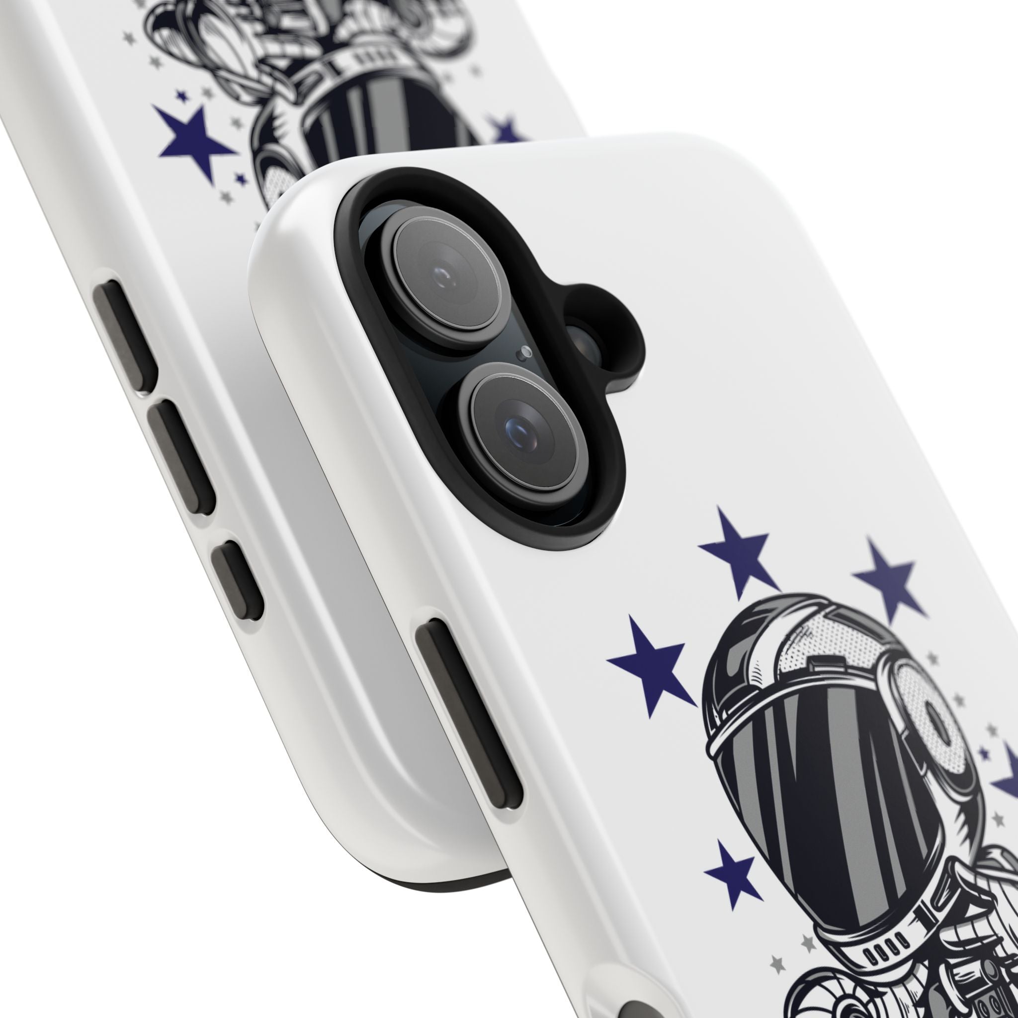 Astronaut Biker Tough Phone Case Retro Space Helmet Rider with Stars