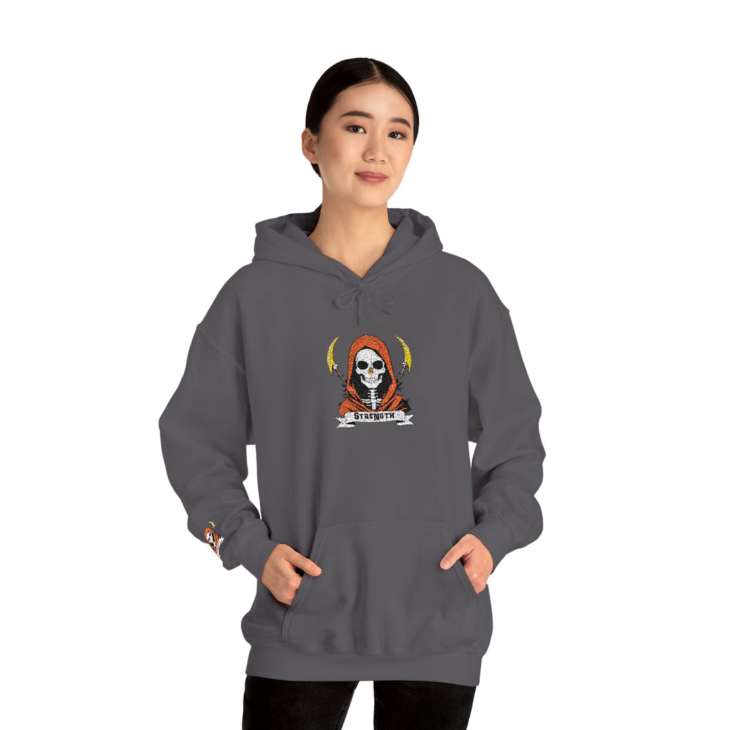 Embroidered Skull Reaper Hoodie Gothic Grim Reaper Graphic Sweatshirt