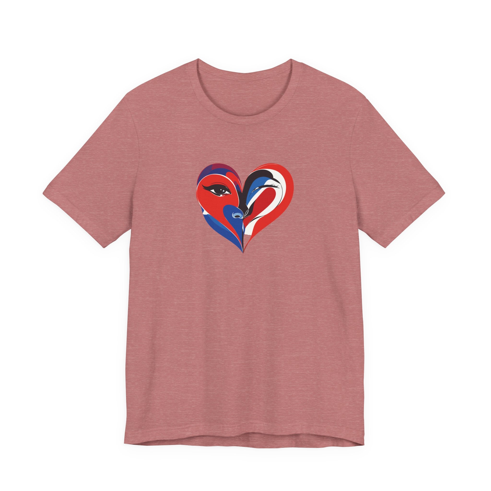 Heart Portrait Tee Romantic Face Heart Graphic T‑Shirt