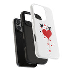 Tough Phone Case Red Dripping Heart with Doves Valentine's Protection