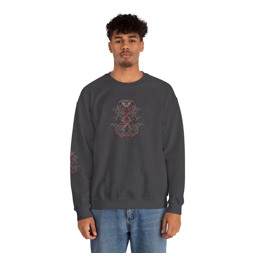 Dragon Ouroboros Crewneck Sweatshirt Gothic Snake Infinity Design
