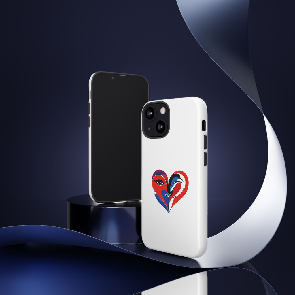 Heart Face Phone Case Red & Blue Abstract Love Design