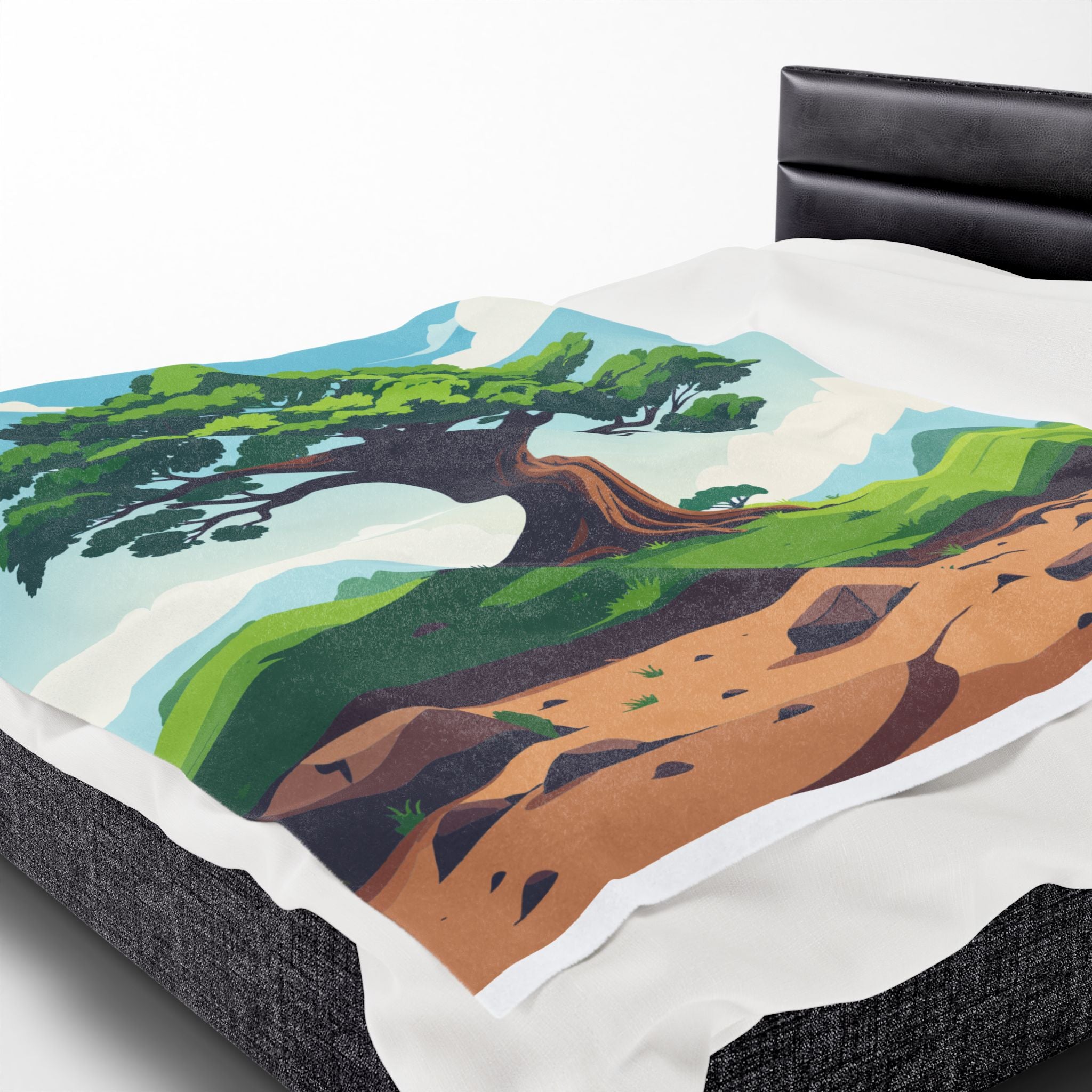 Tree of Life Velveteen Plush Blanket Cozy Illustrated Nature Throw