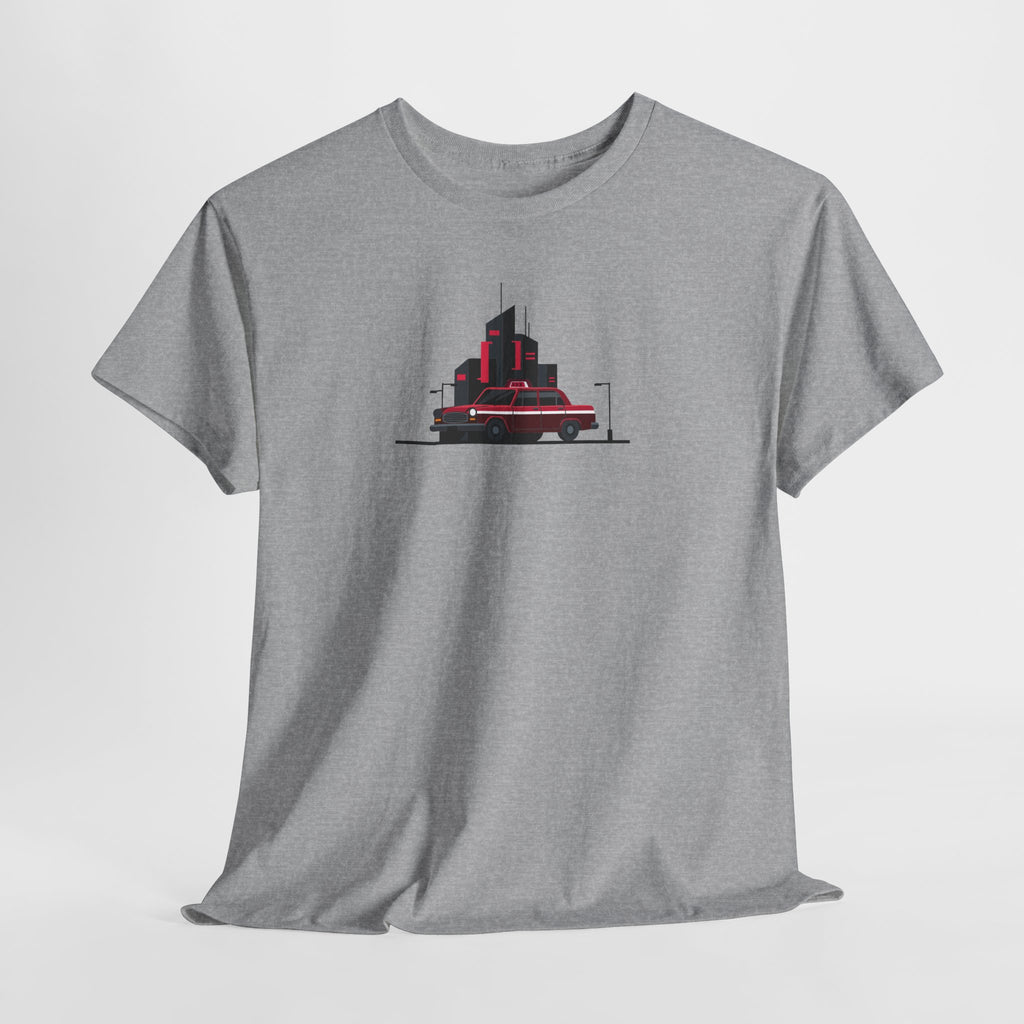 City Night Cruise Tee Retro Car & Neon Skyline Graphic Shirt