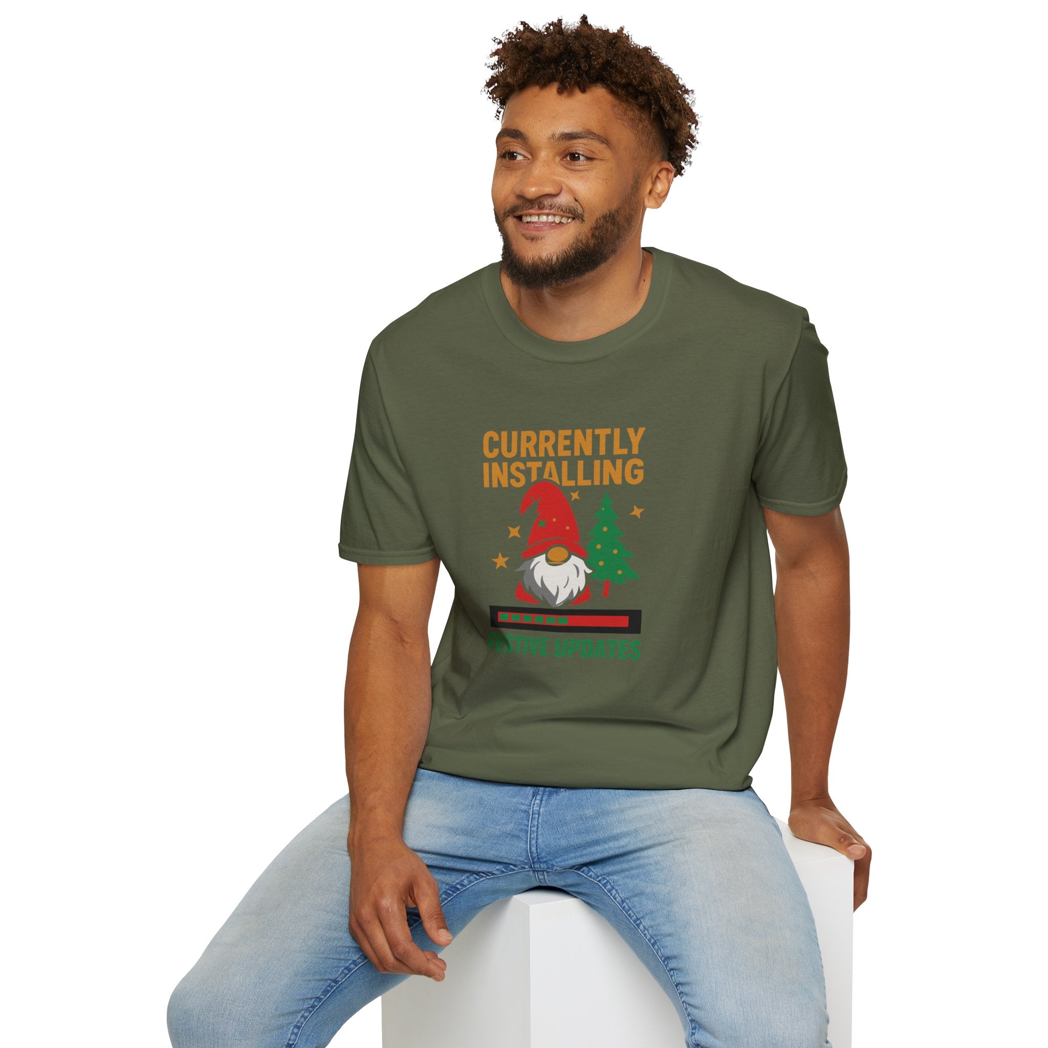 Currently Installing Festive Updates Christmas T-Shirt Holiday Gnome Tee