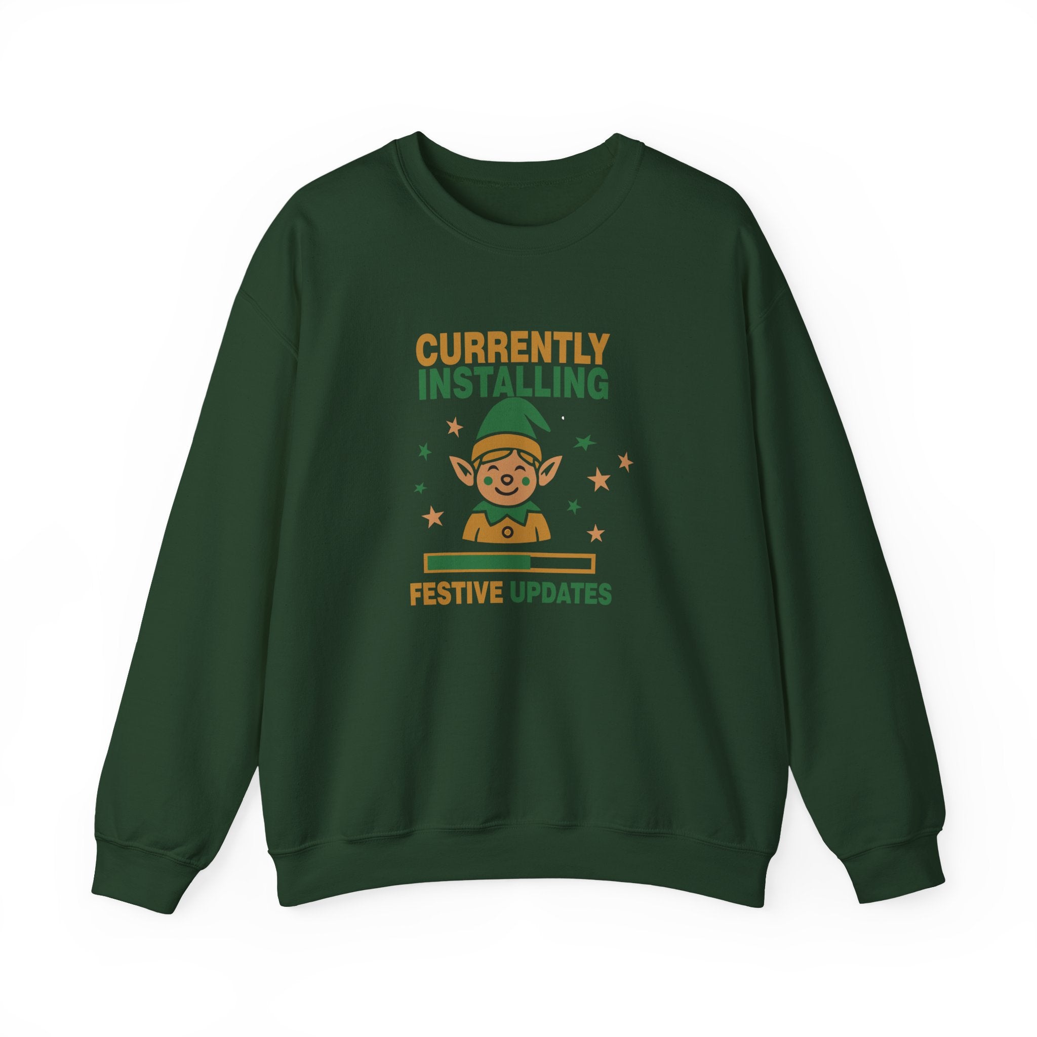 Crewneck Sweatshirt Currently Installing Festive Updates Elf Holiday Graphic