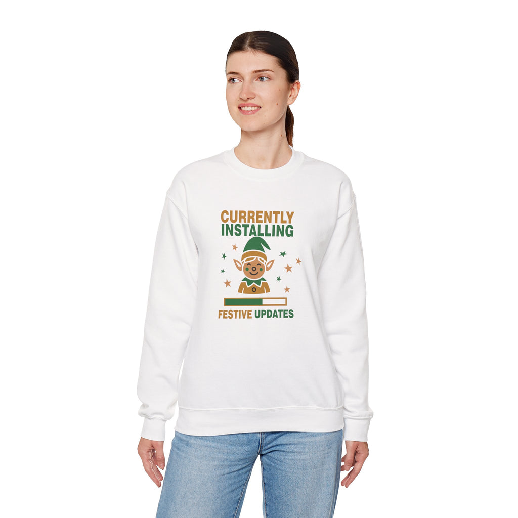 Crewneck Sweatshirt Currently Installing Festive Updates Elf Holiday Graphic