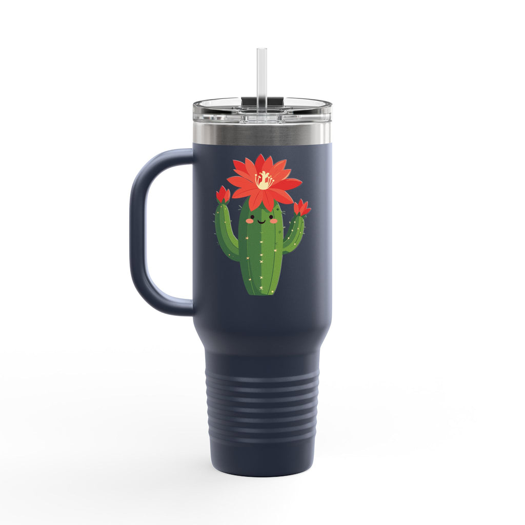 Cactus Flower 40oz Insulated Travel Mug Cute Sunny Succulent Tumbler