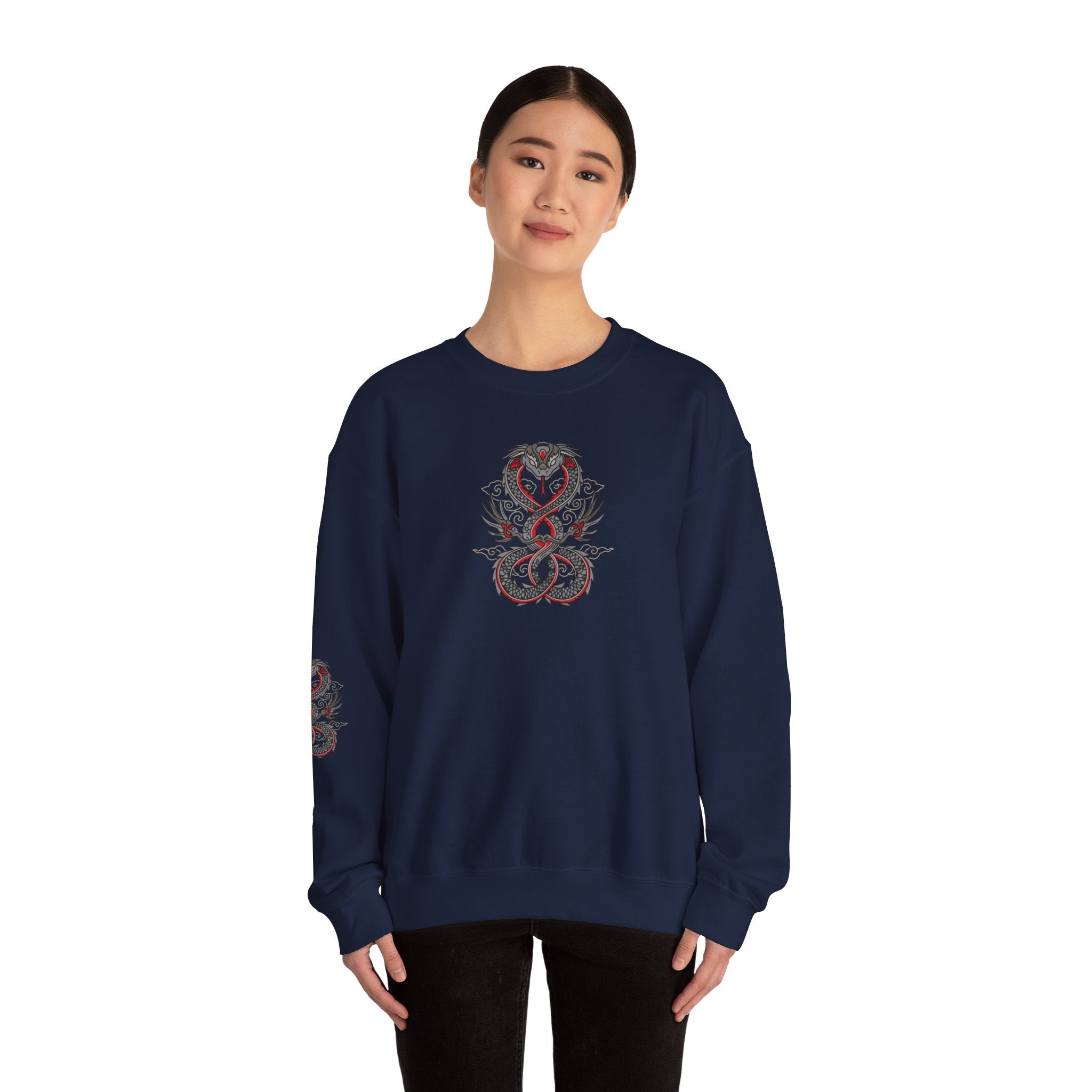 Dragon Ouroboros Crewneck Sweatshirt Gothic Snake Infinity Design