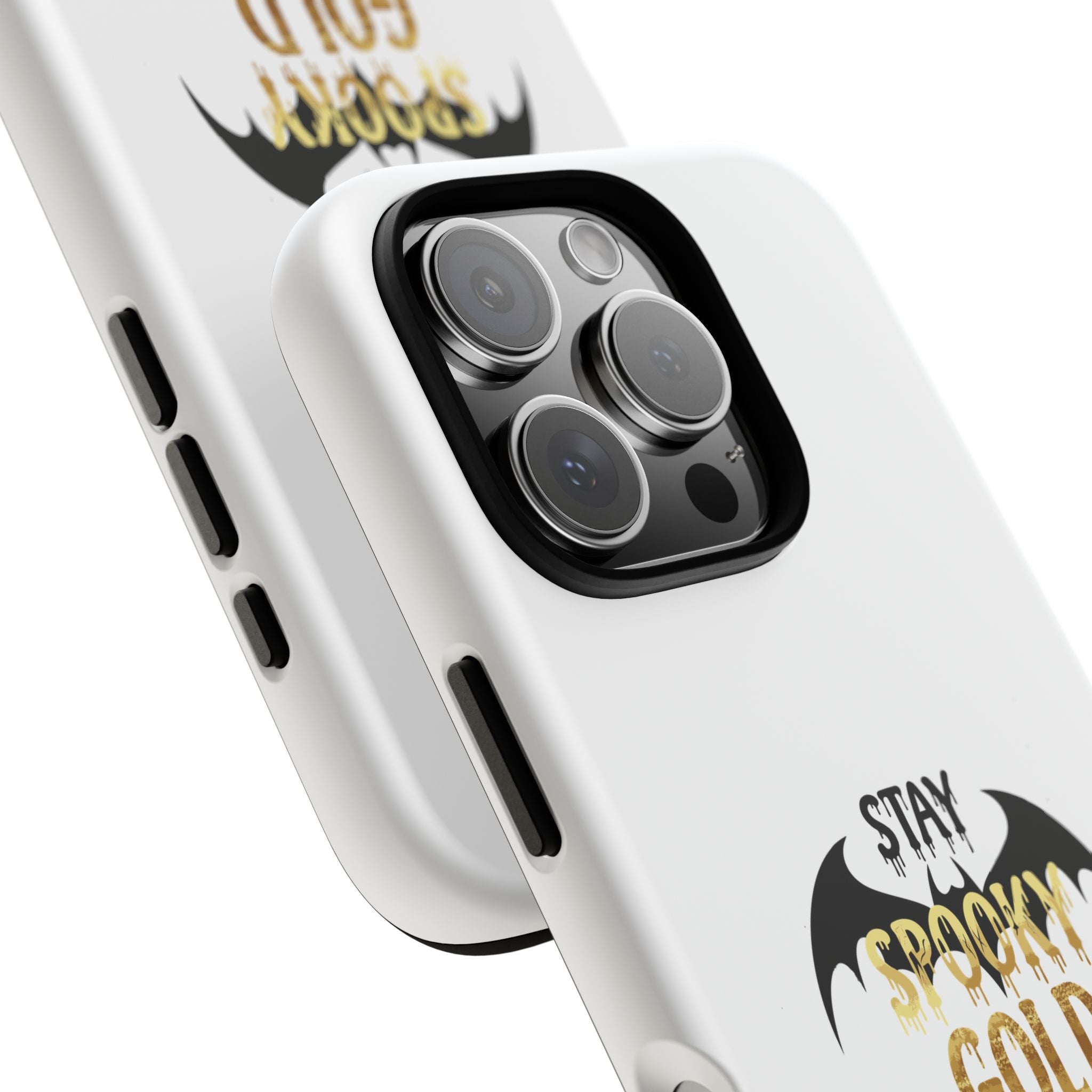 Stay Spooky Gold Phone Case Halloween Bat Design