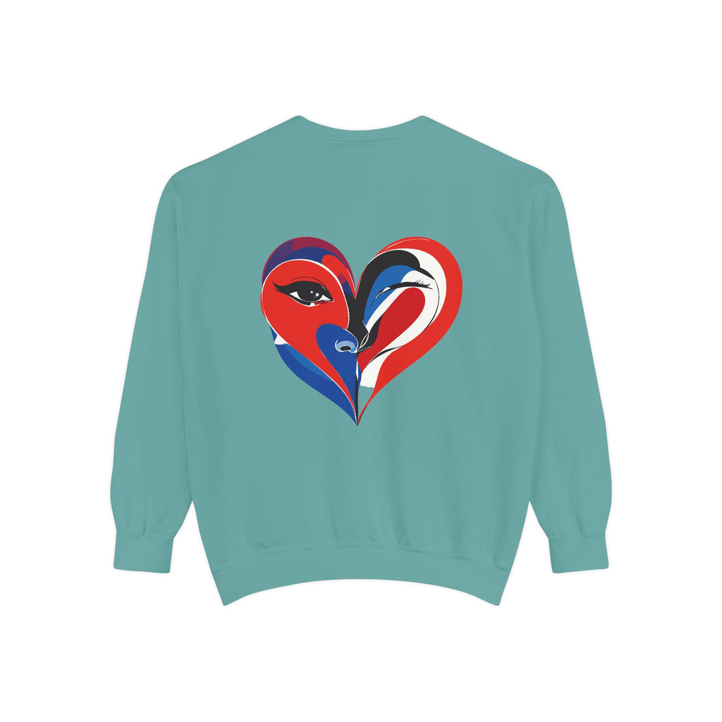 Heart Portrait Sweatshirt Artistic Dual-Face Love Graphic