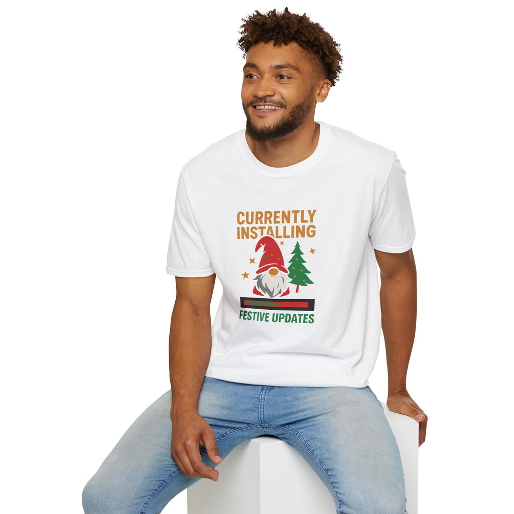 Currently Installing Festive Updates Christmas T-Shirt Holiday Gnome Tee