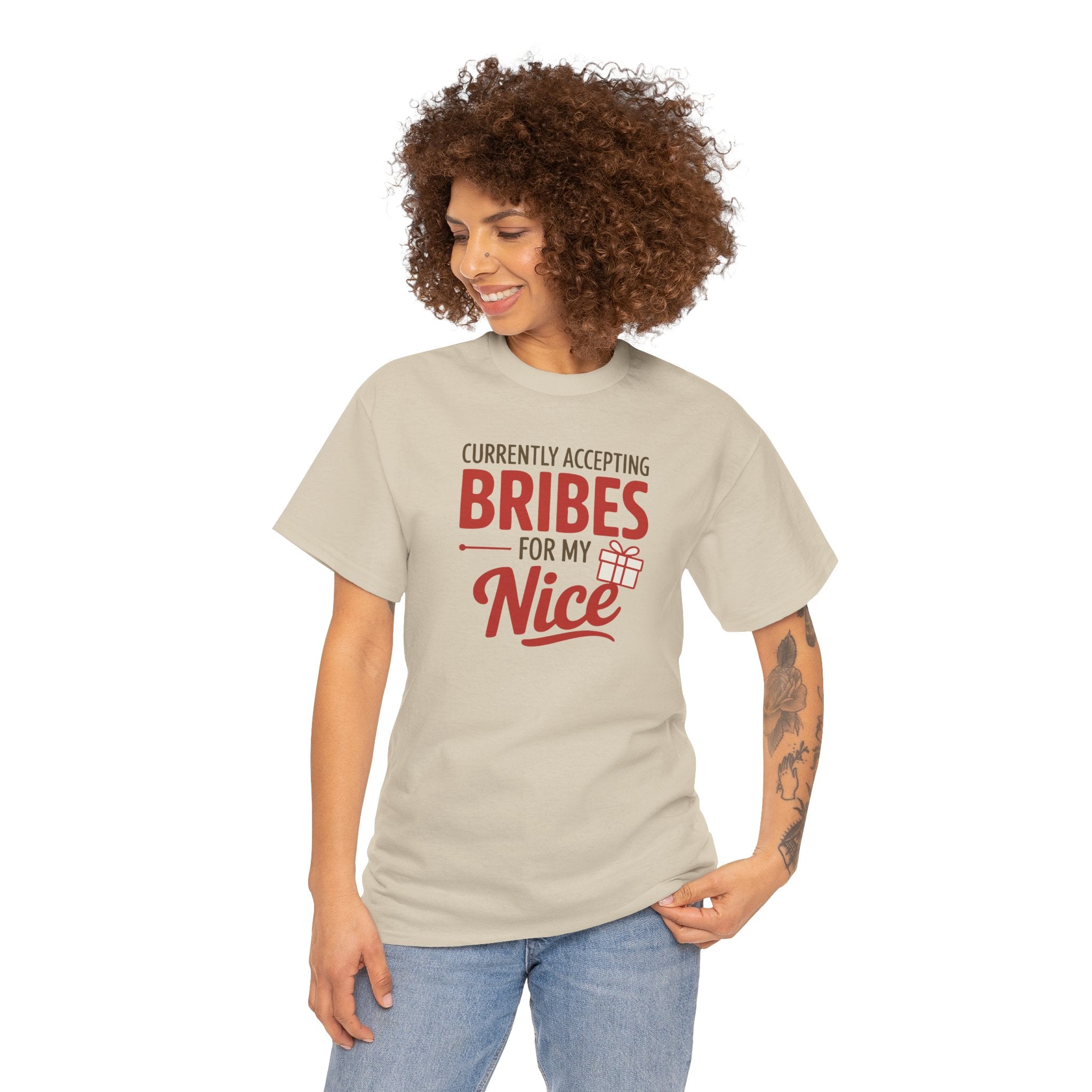 T-Shirt "Currently Accepting Bribes for My Nice" Funny Christmas Shirt