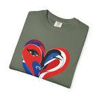 Heart Art Graphic Tee Red & Blue Woman Face Heart Design