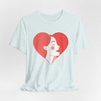 Heart Profile Tee - Minimal Romantic Woman Illustration T-Shirt