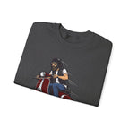 Biker on Red Vespa Sweatshirt Retro Scooter Rider Crewneck