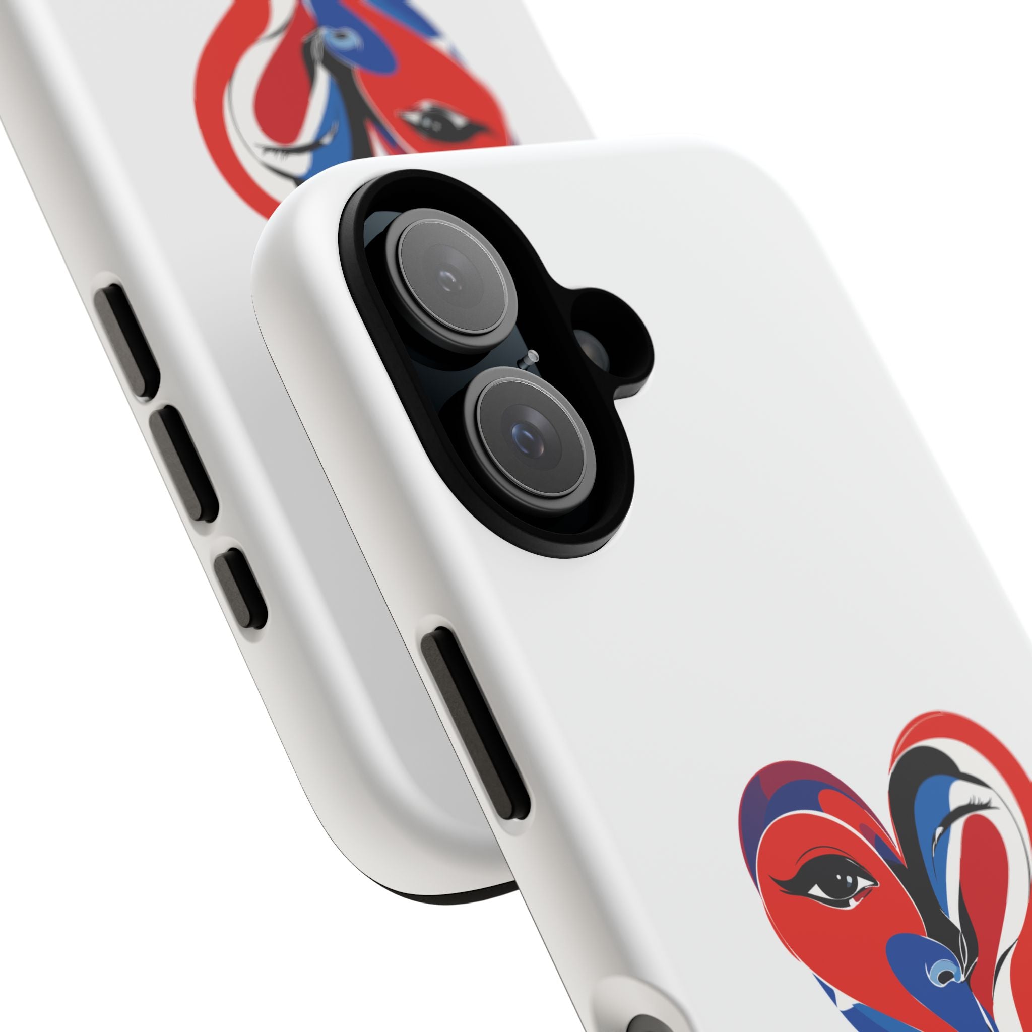 Heart Face Phone Case Red & Blue Abstract Love Design