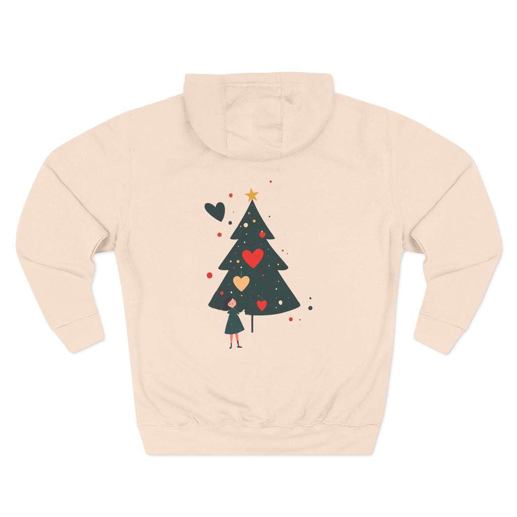 Christmas Tree Heart Hoodie – Cute Minimal Holiday Fleece Hoodie