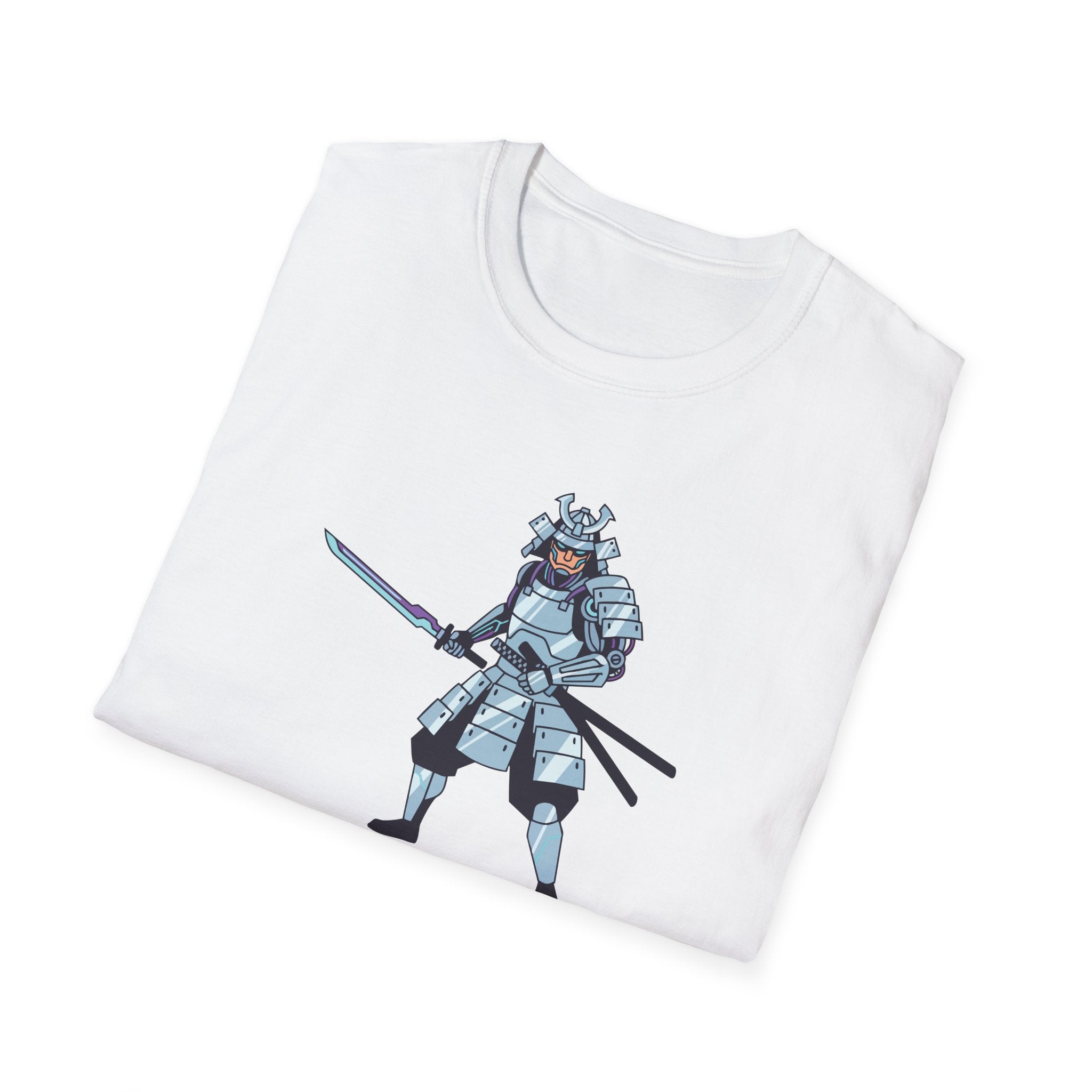 Samurai Warrior T-Shirt Vintage Blue Armor Kanji-Inspired Tee