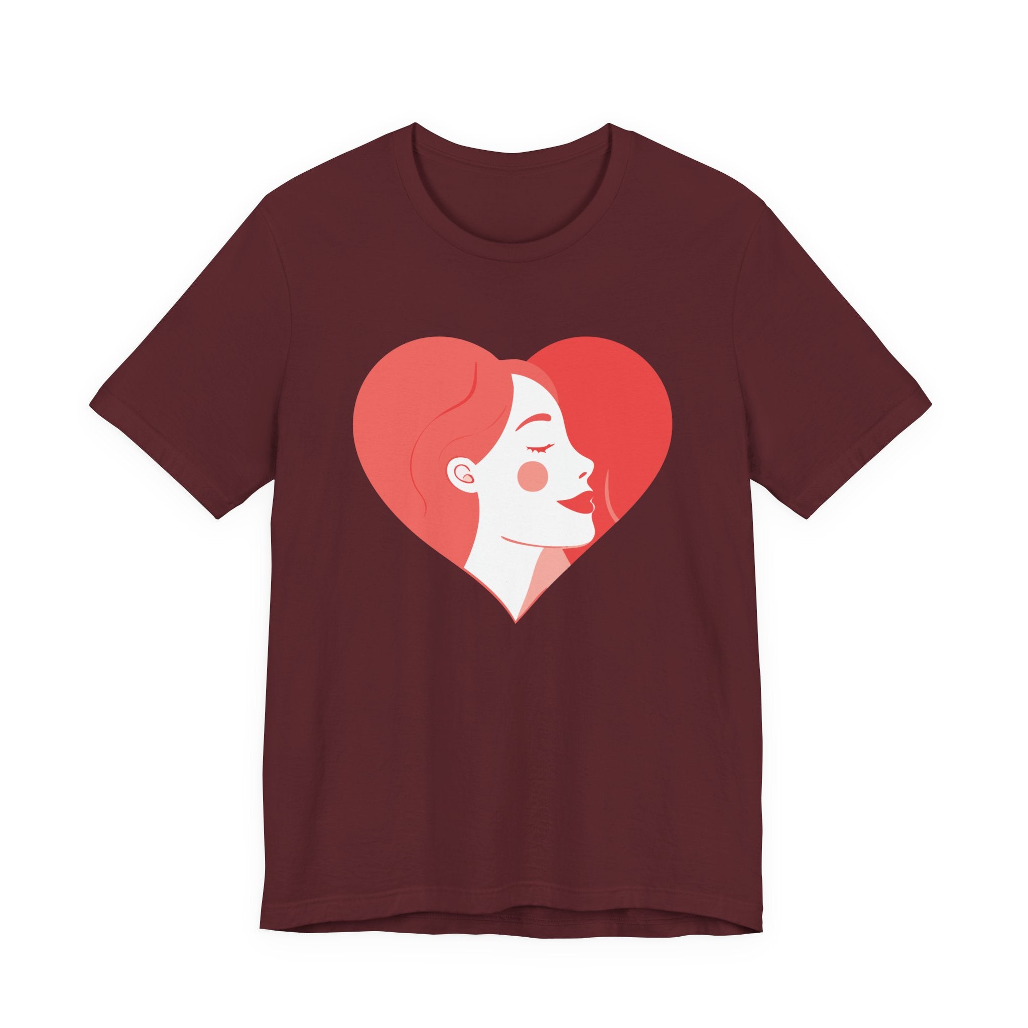 Heart Profile Tee - Minimal Romantic Woman Illustration T-Shirt