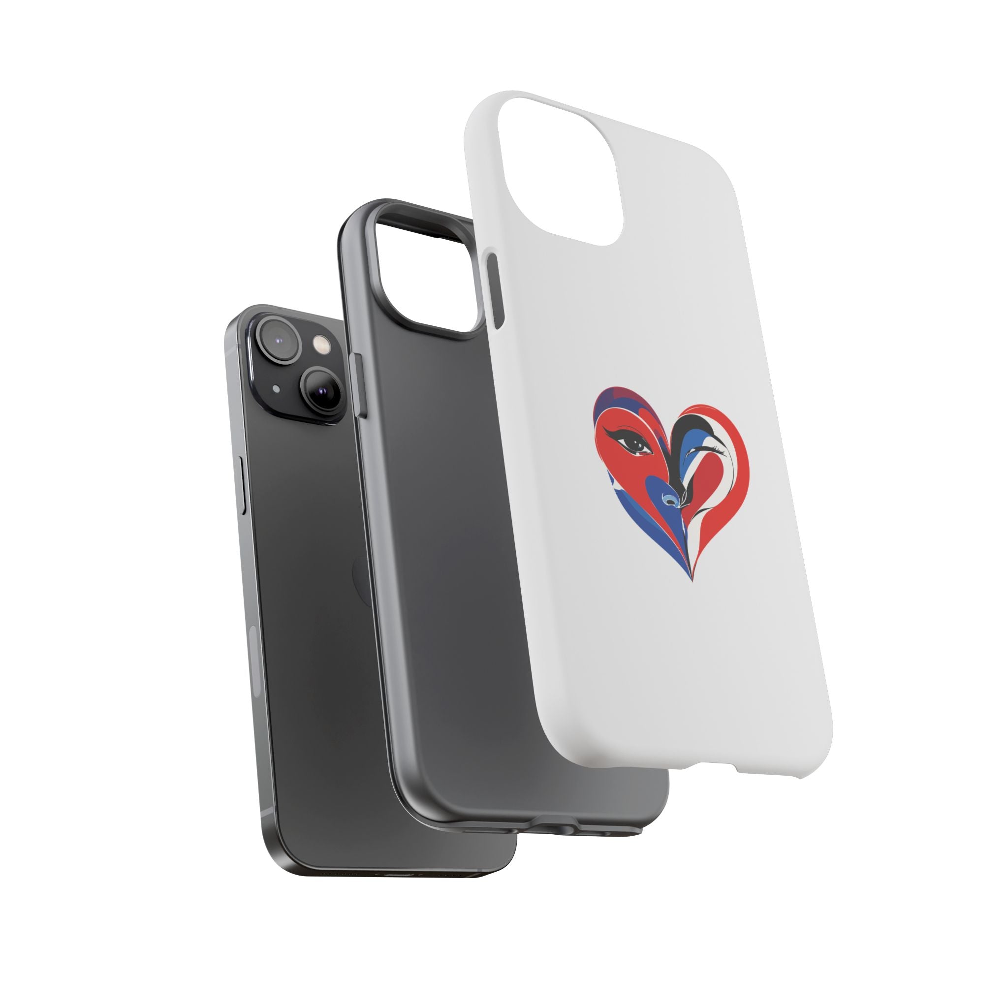 Heart Face Phone Case Red & Blue Abstract Love Design