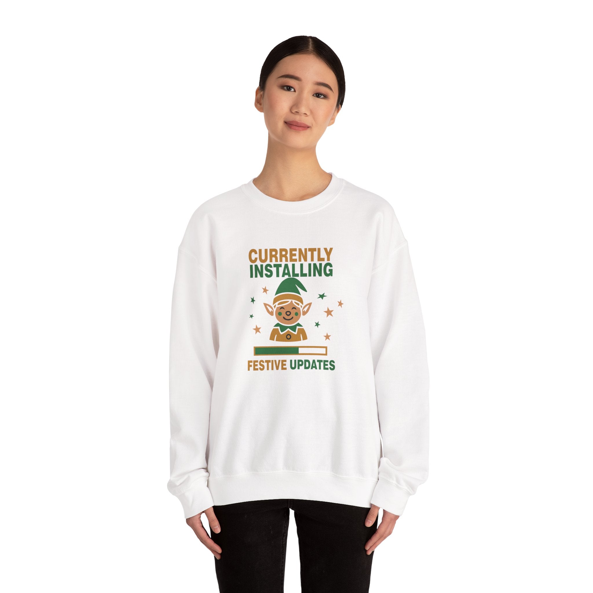 Crewneck Sweatshirt Currently Installing Festive Updates Elf Holiday Graphic