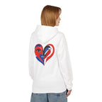 Patriotic Heart Face Hoodie Red White Blue Love Graphic