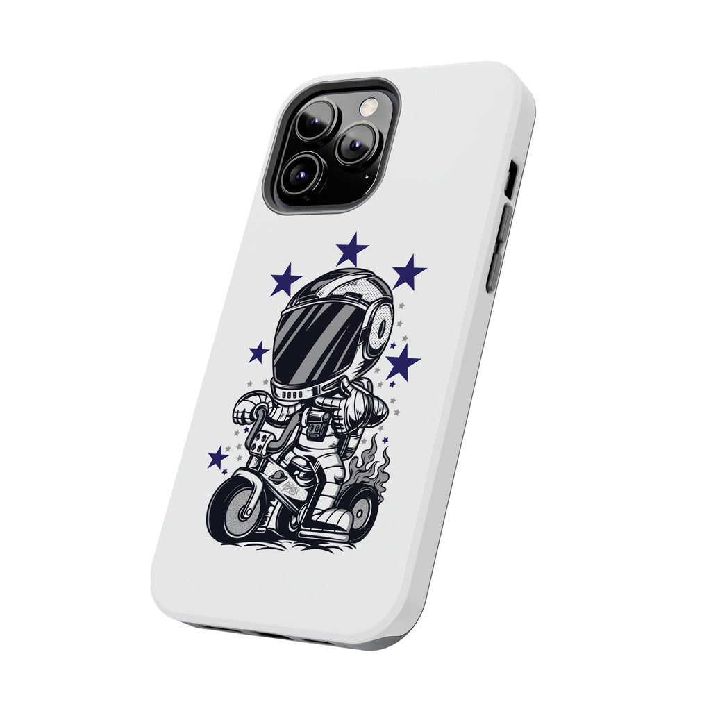 Astronaut Biker Tough Phone Case Retro Space Helmet Rider with Stars