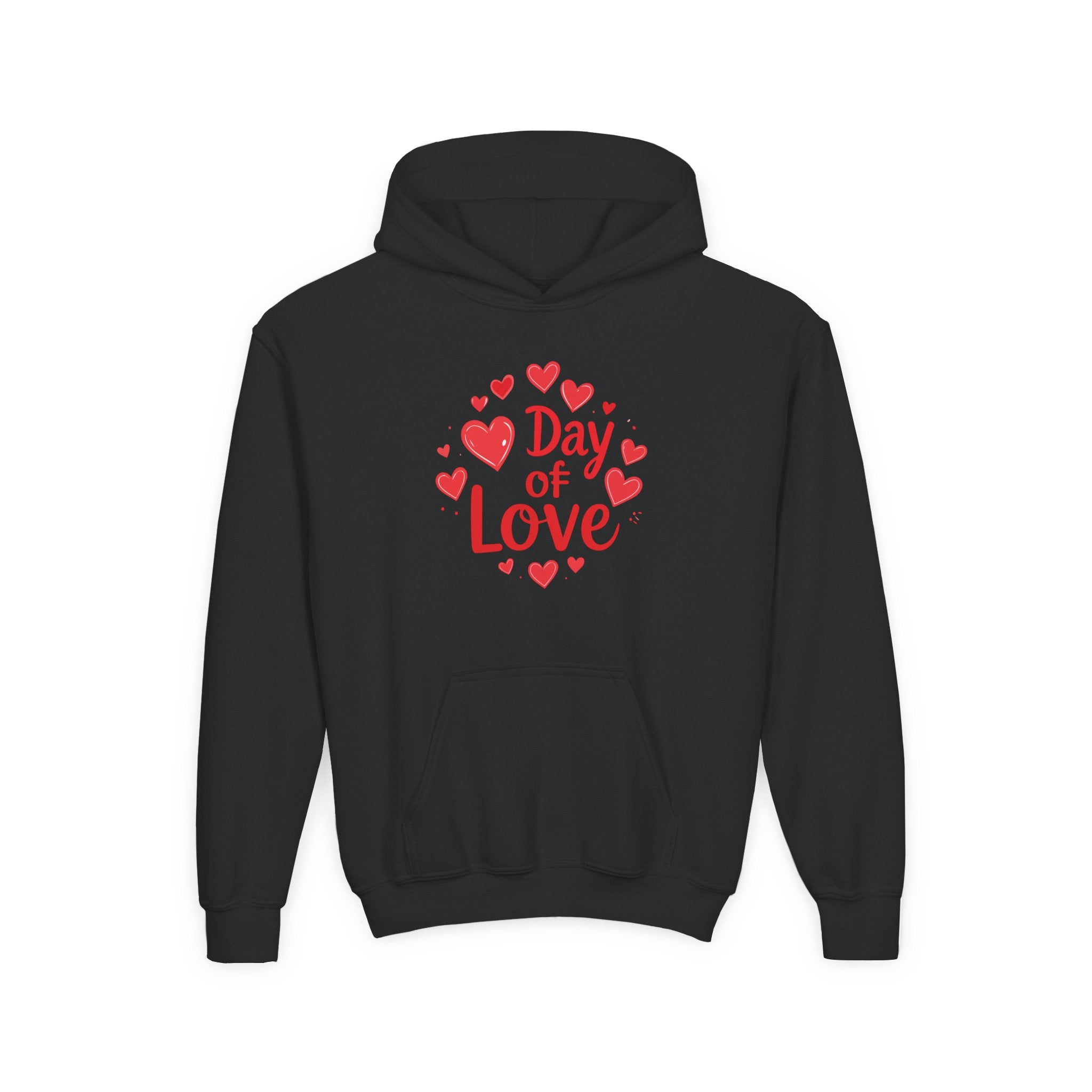 Youth Hoodie — "Day of Love" Kids Valentine’s Heart Pullover