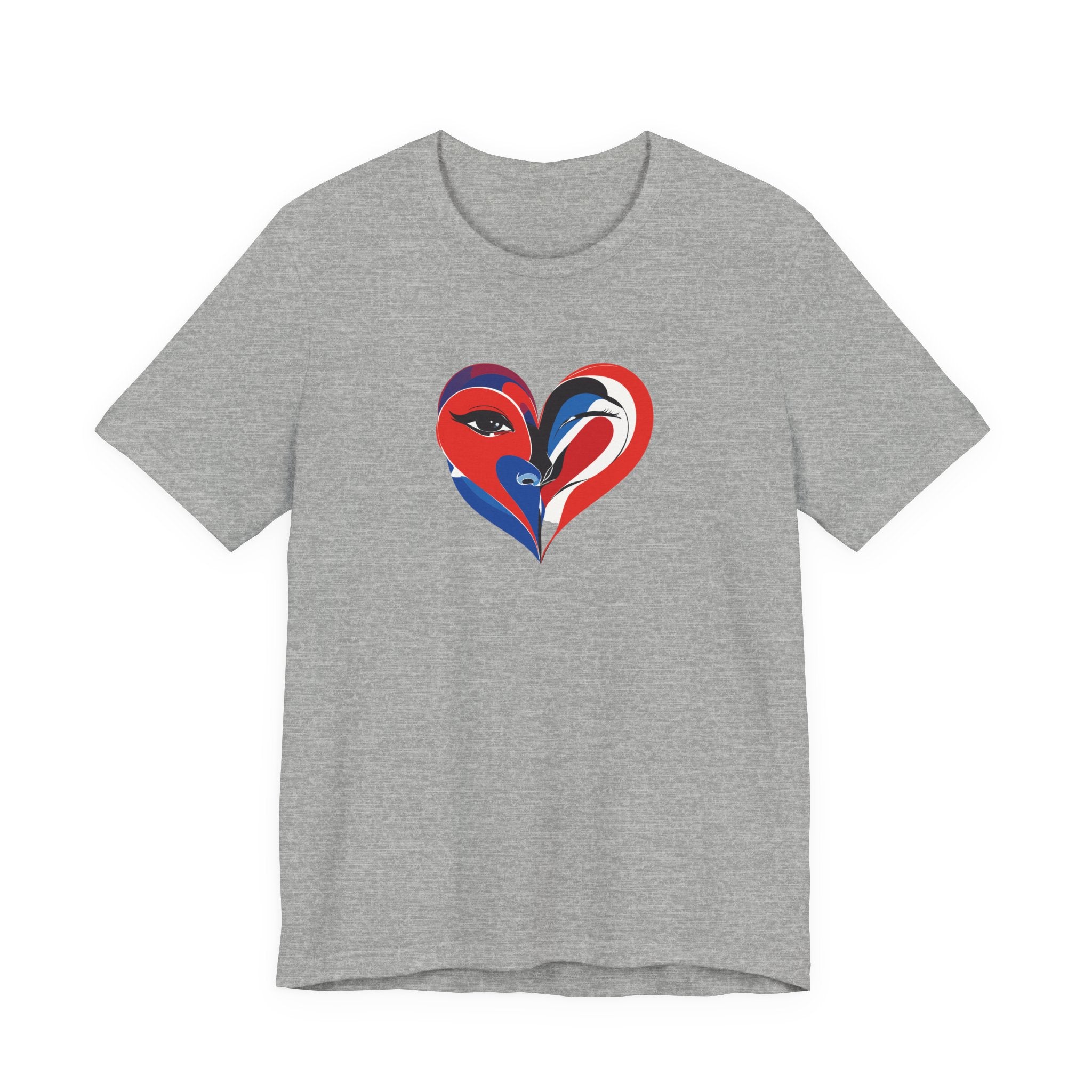 Heart Portrait Tee Romantic Face Heart Graphic T‑Shirt