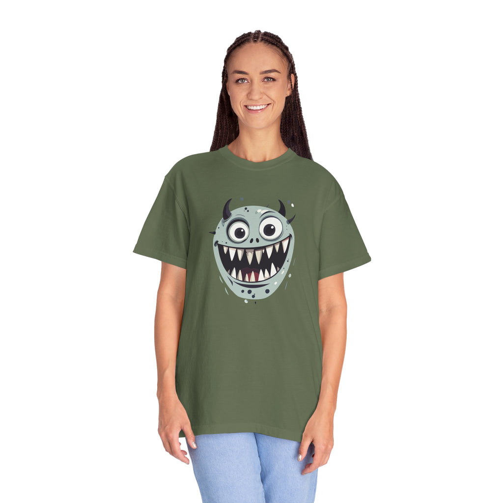 Monster Face T-Shirt Funny Creepy Grinning Monster Graphic Tee