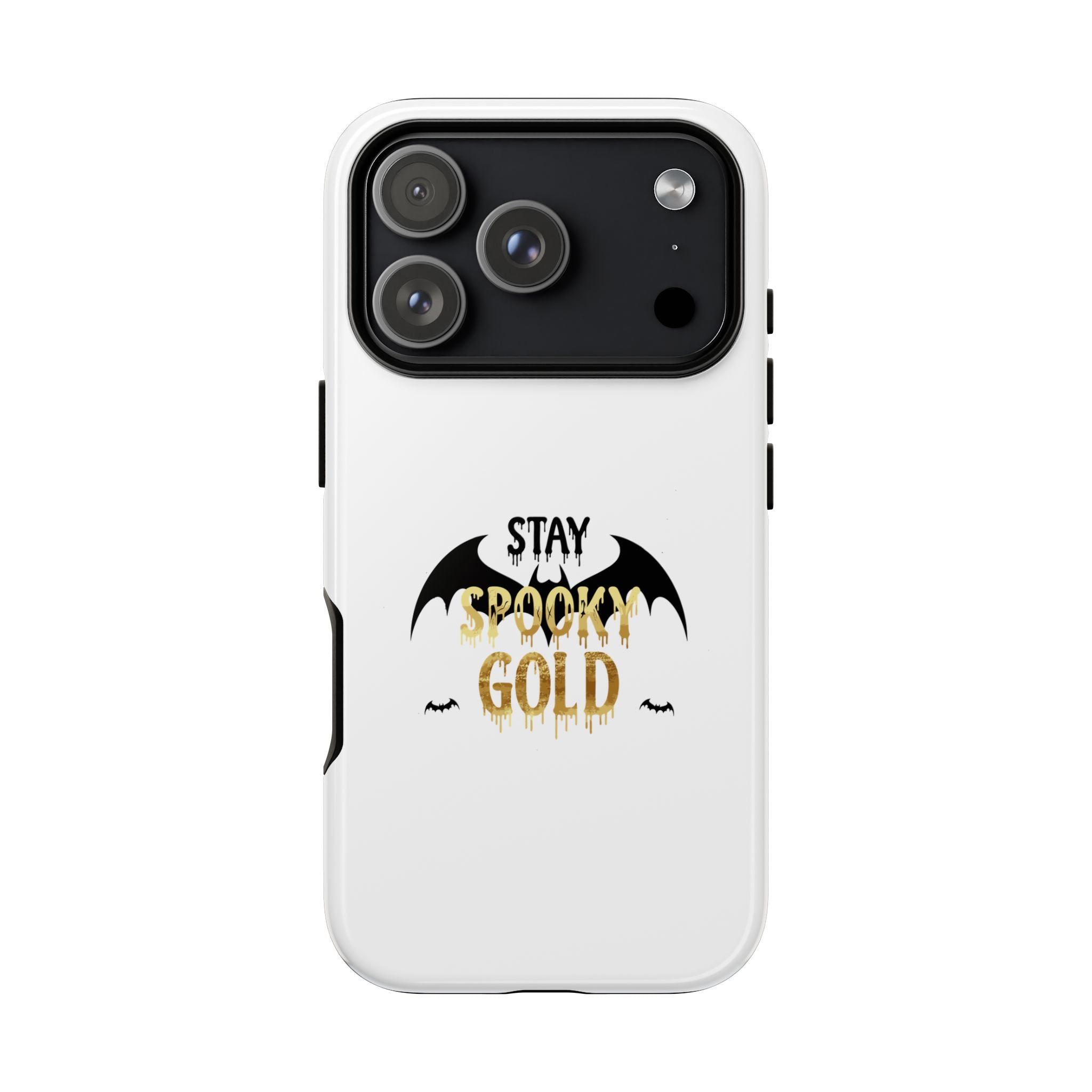 Stay Spooky Gold Phone Case Halloween Bat Design