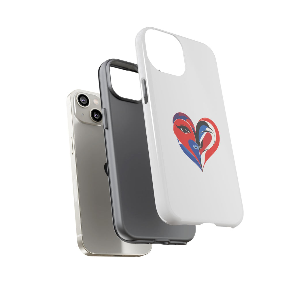 Heart Face Phone Case Red & Blue Abstract Love Design