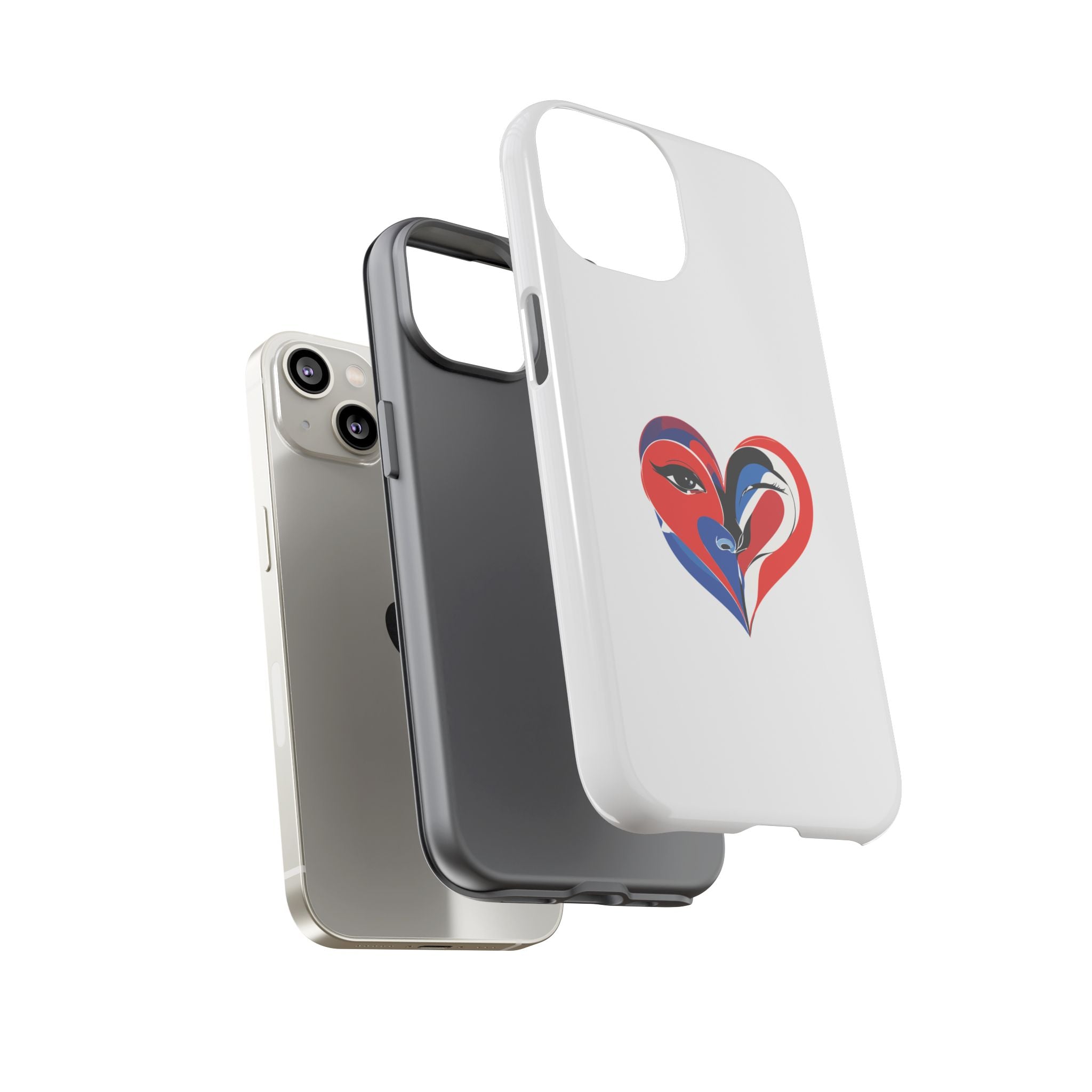 Heart Face Phone Case Red & Blue Abstract Love Design