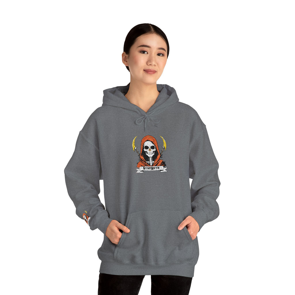 Embroidered Skull Reaper Hoodie Gothic Grim Reaper Graphic Sweatshirt